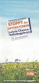 Titelbild des Volksbegehrens „Rettet die Bienen“